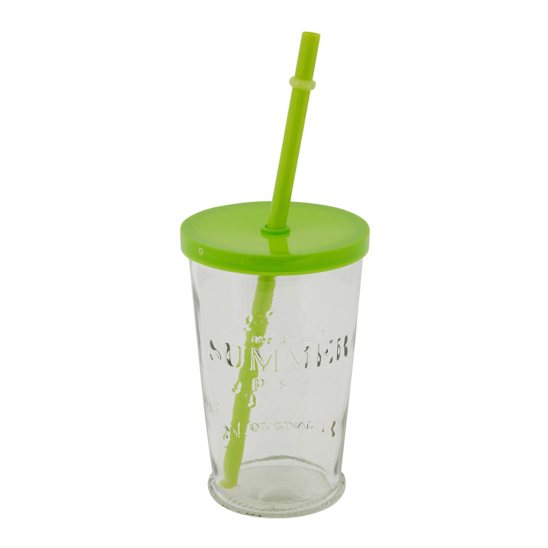 Drinkbeker met rietje - diverse kleuren - 270 ml 