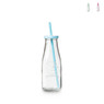Drinkflesje met rietje - diverse kleuren - 470 ml 