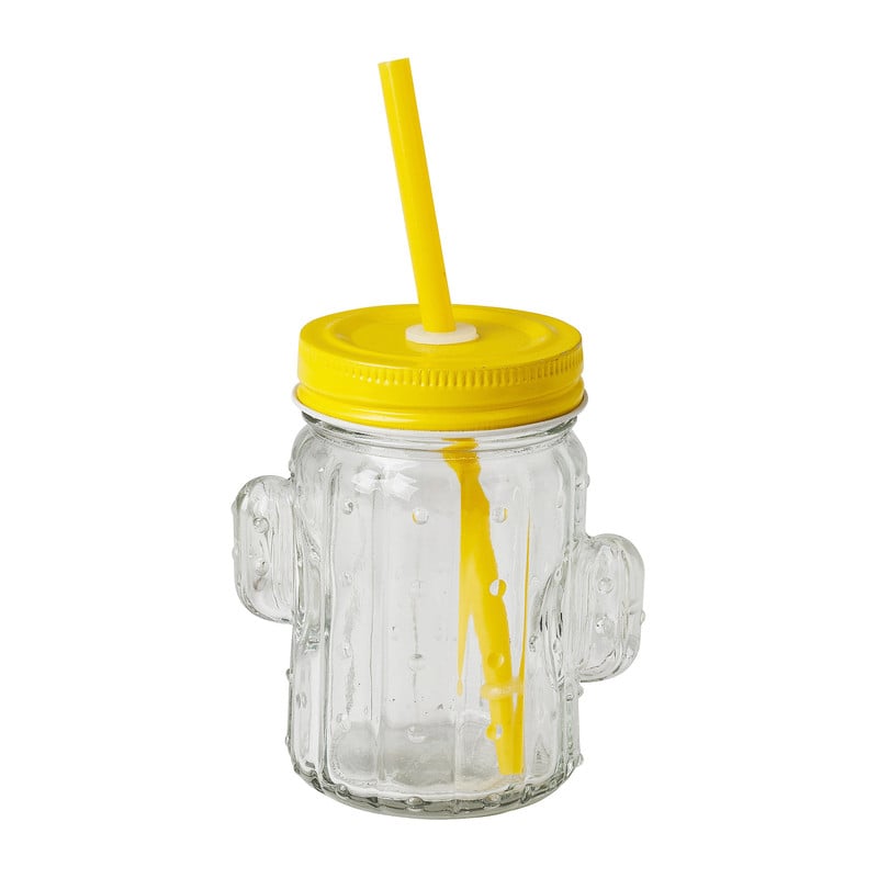 Drinkbeker cactus met rietjes - diverse kleuren - 500 ml