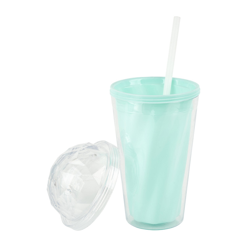 Drinkbeker met rietje - diverse kleuren - 400 ml