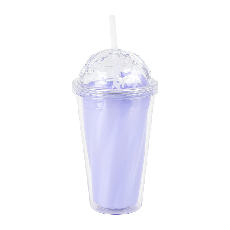 Drinkbeker met rietje - diverse kleuren - 400 ml