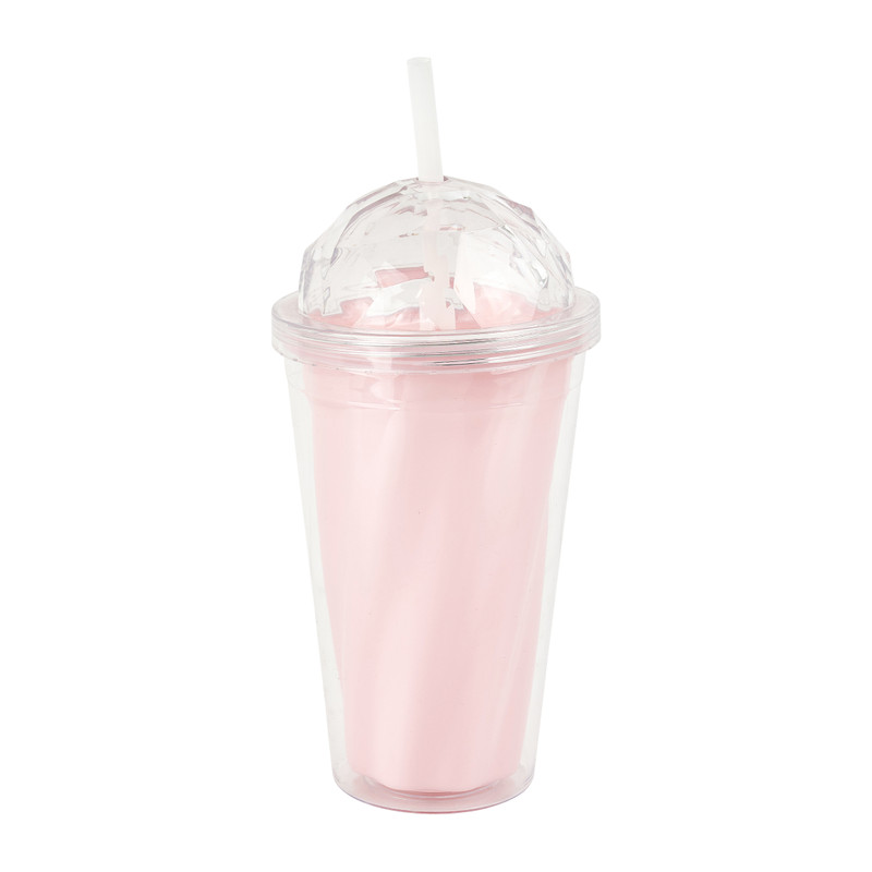 Drinkbeker met rietje - diverse kleuren - 400 ml
