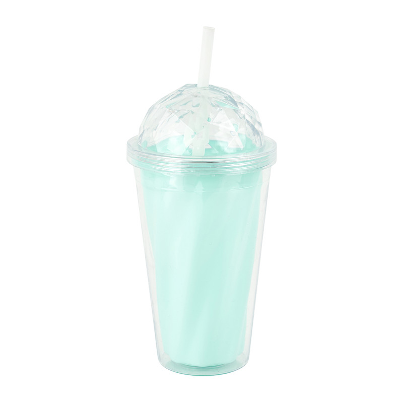 Drinkbeker met rietje - diverse kleuren - 400 ml