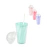 Drinkbeker met rietje - diverse kleuren - 400 ml