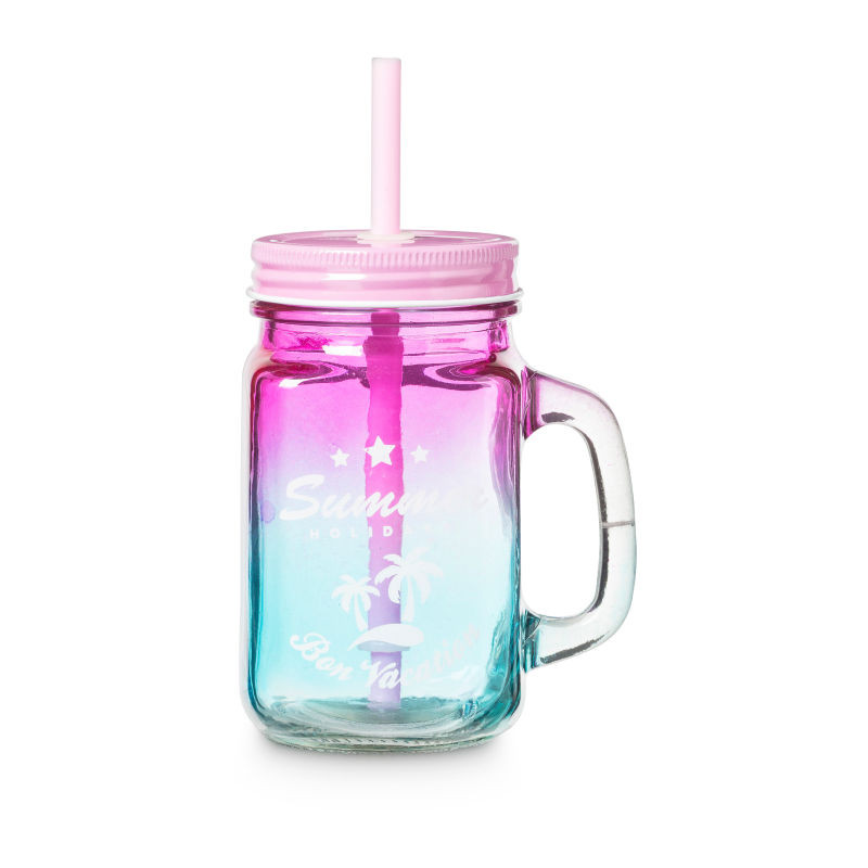 Mason jar summer - paars/blauw - 450 ml