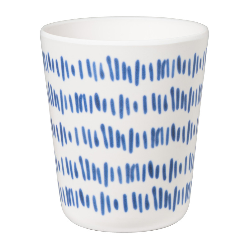 Beker Santorini gestreept - wit/blauw - 440 ml