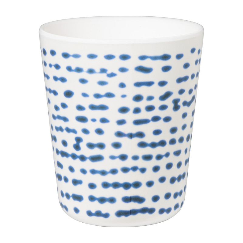 Beker Santorini gestipt - wit/blauw - 440 ml