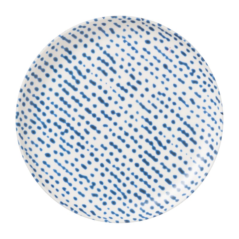 Ontbijtbord Santorini gestipt - wit/blauw- ø21 cm