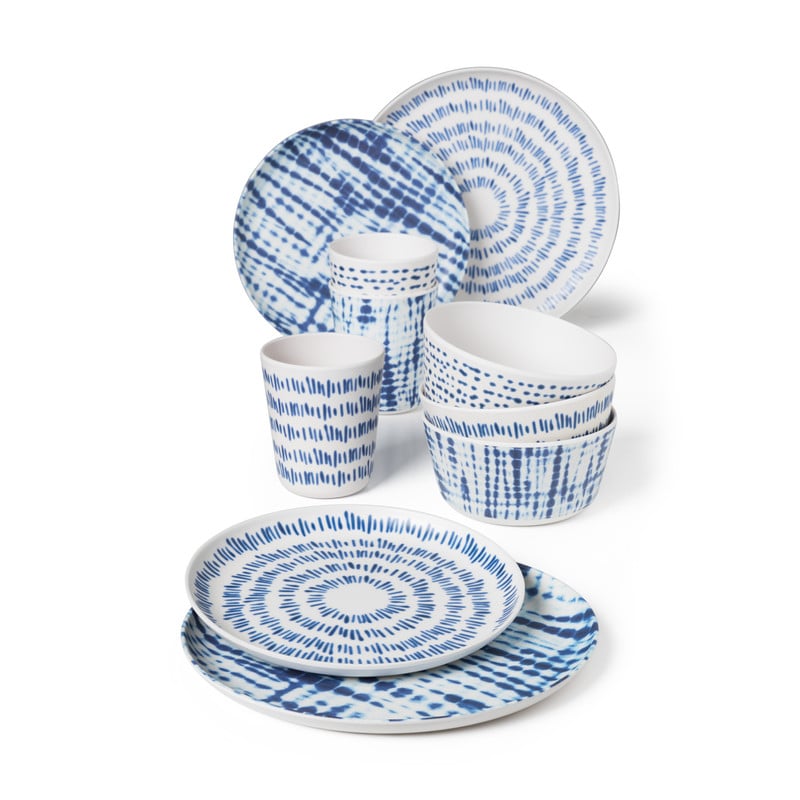 Ontbijtbord Santorini gestipt - wit/blauw- ø21 cm