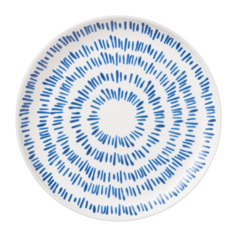 Ontbijtbord Santorini gestreept - wit/blauw- ø21 cm