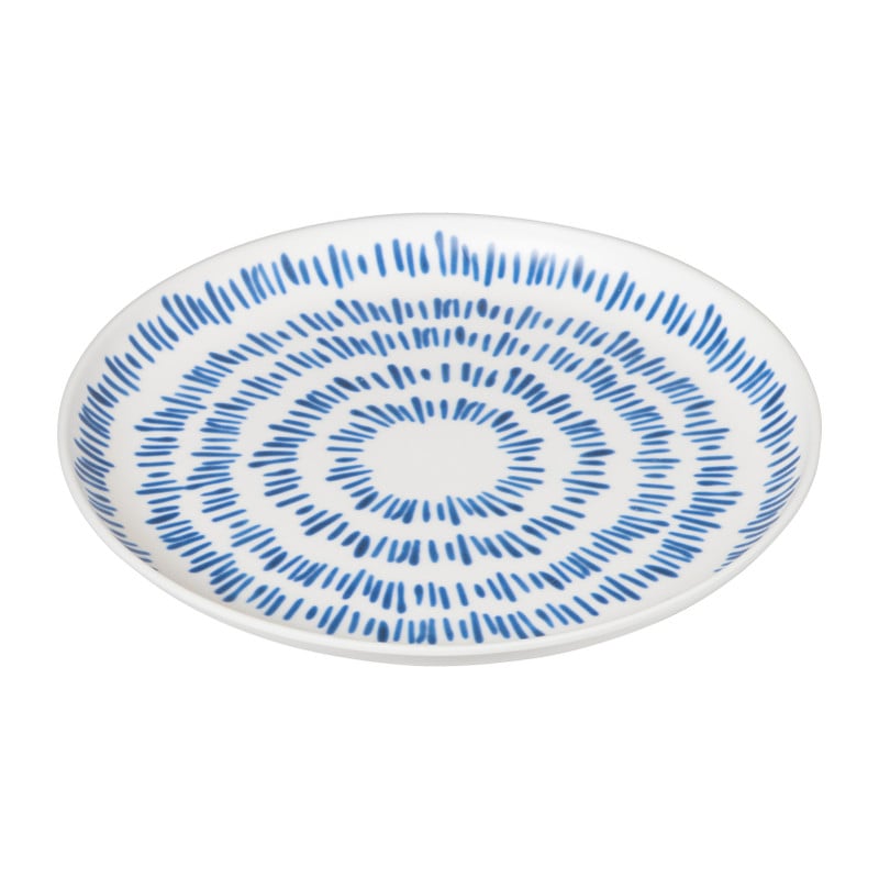 Ontbijtbord Santorini gestreept - wit/blauw- ø21 cm