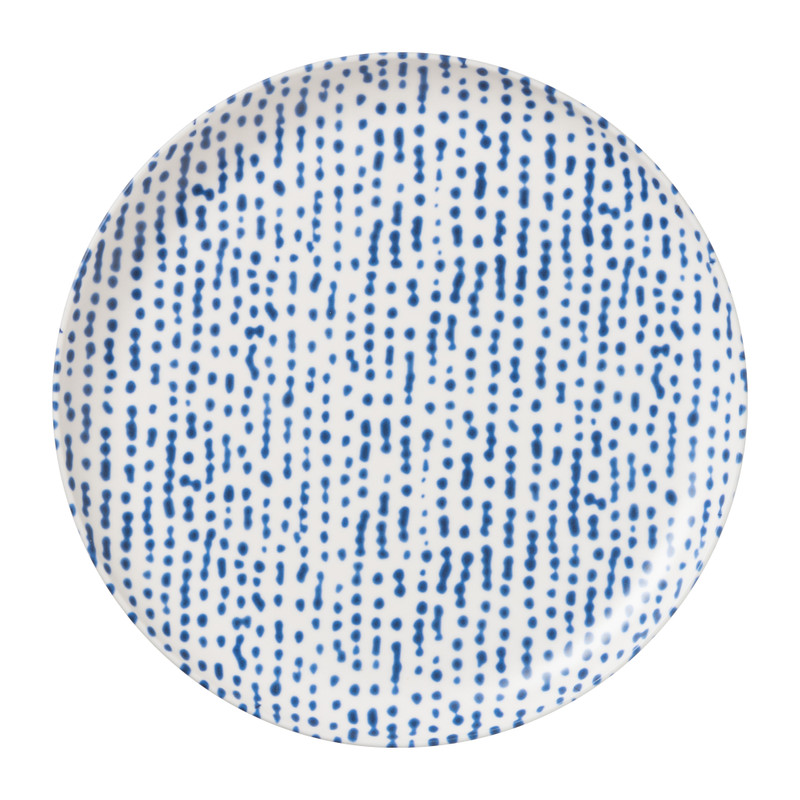 Dinerbord Santorini gestipt - wit/blauw - ø25,2 cm