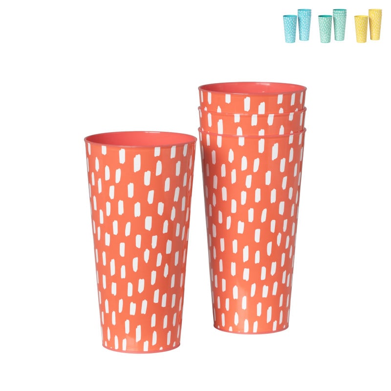Beker stippen - diverse kleuren - 400 ml - set van 4