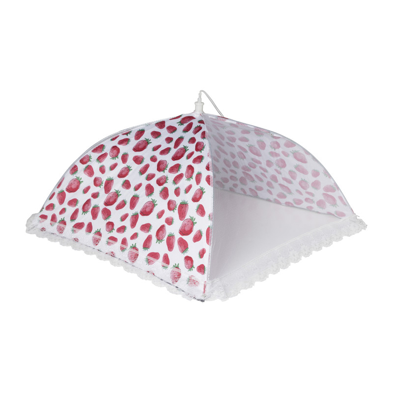 Foodcover aardbei - rood/wit - 45x45 cm