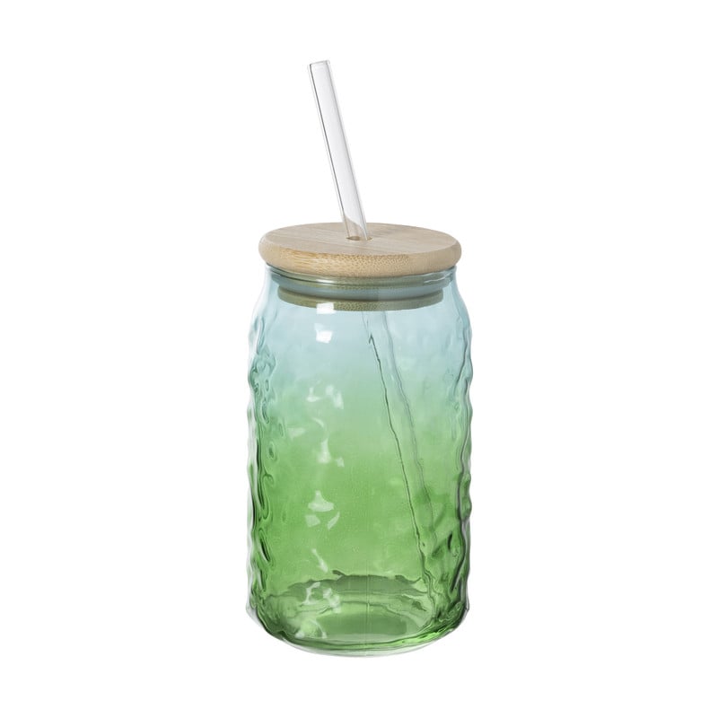 Mason jar iriserend - groen - ø7.5x14 cm