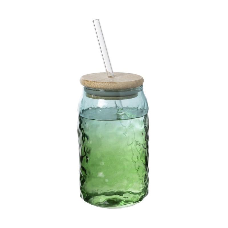Mason jar iriserend - groen - ø7.5x14 cm