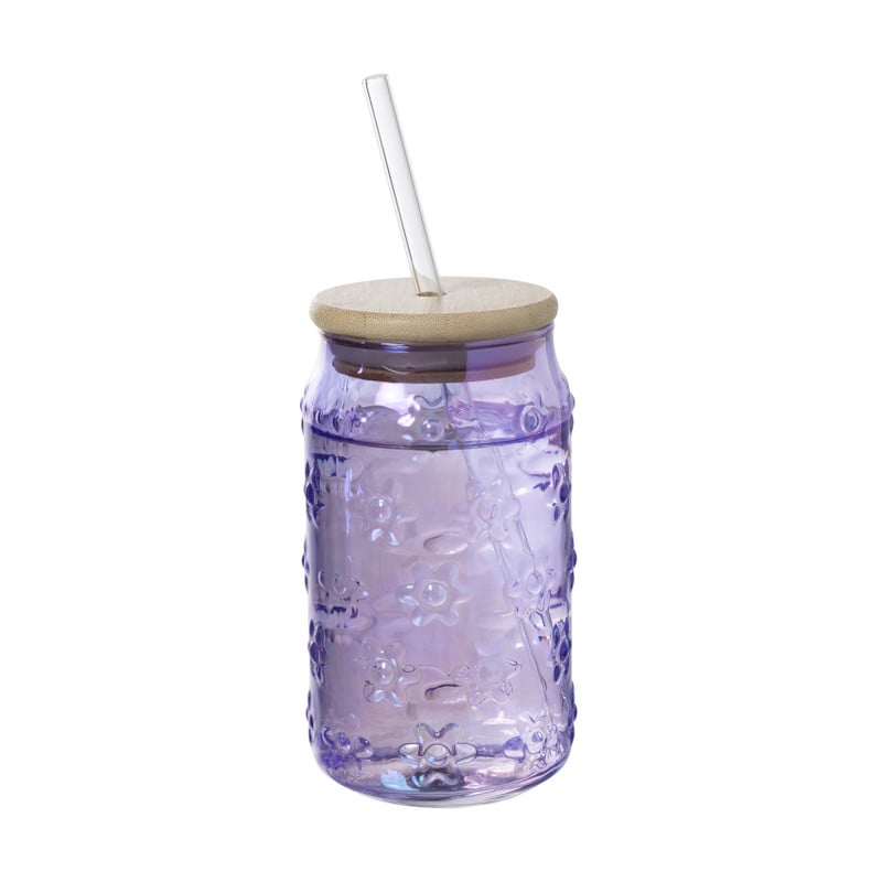 Mason jar iriserend - paars - ø7.5x14 cm