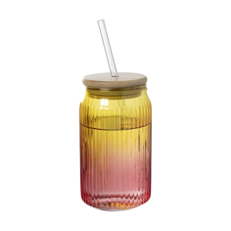 Mason jar iriserend - roze - ø7.5x14 cm