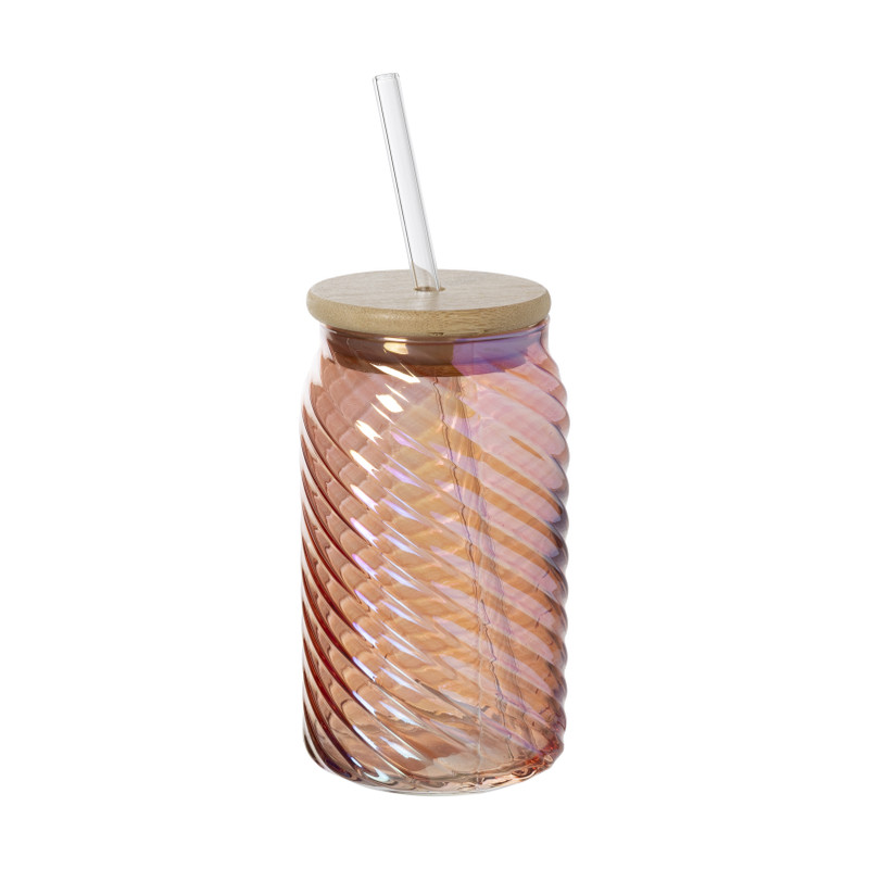 Mason jar iriserend - oranje - ø7.5x14 cm
