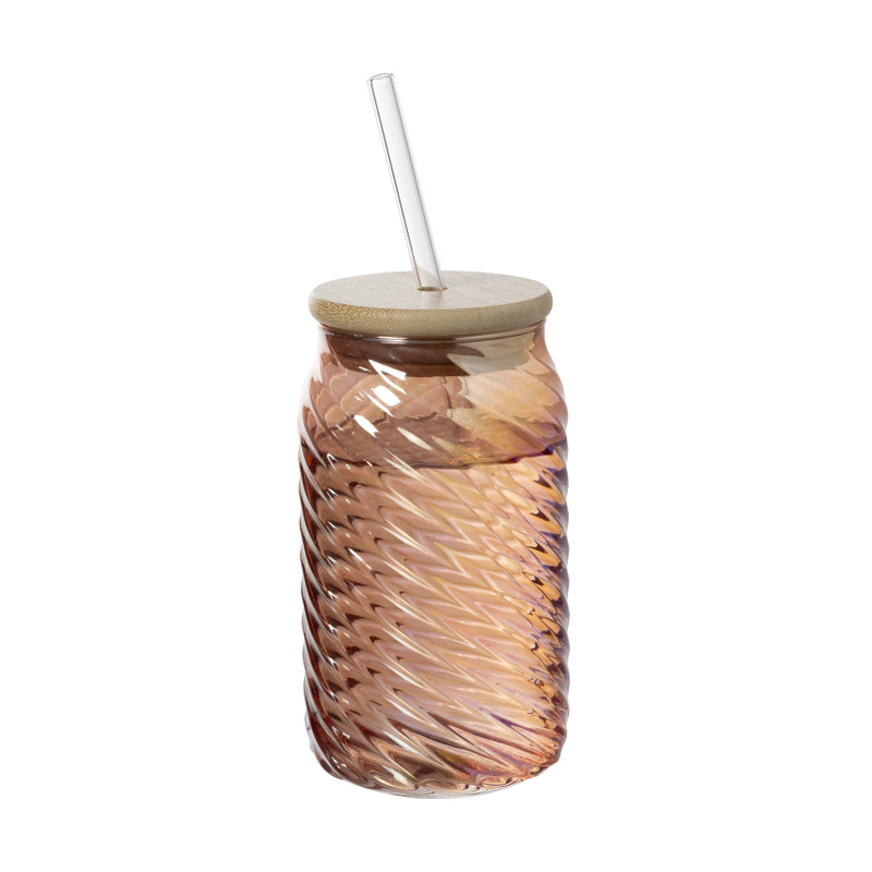 Mason jar iriserend - oranje - ø7.5x14 cm