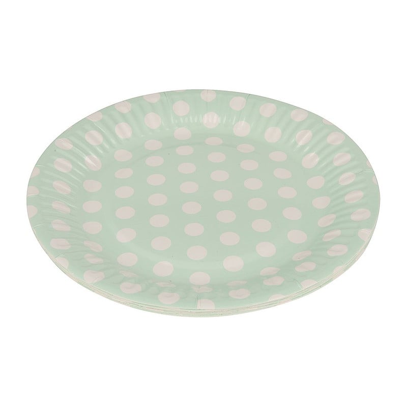 Bordjes pastelkleuren stippen - mint groen - set van 8