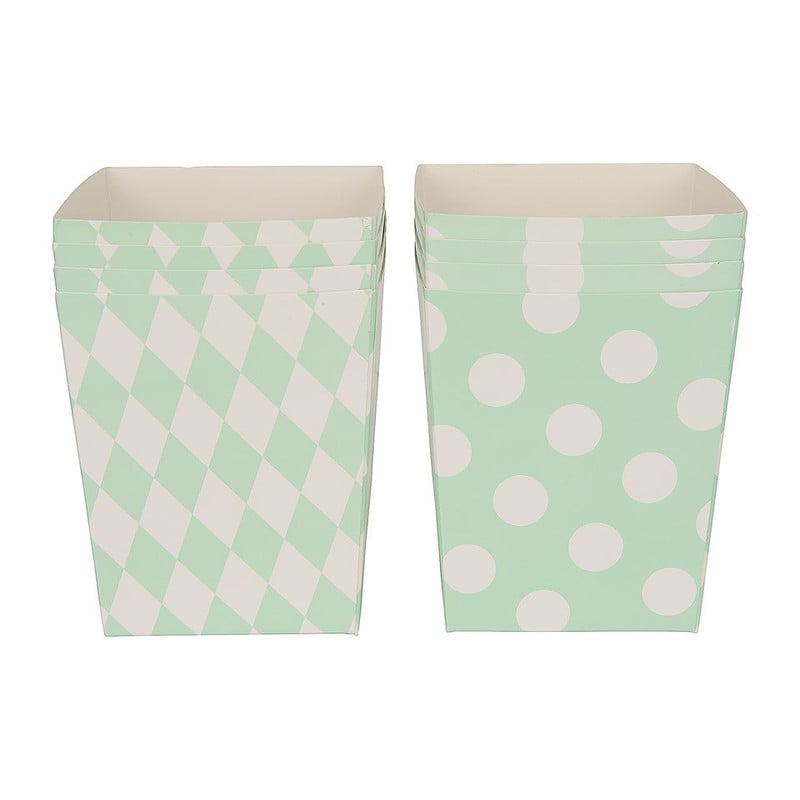 Popcornbakjes pastelkleuren - mint groen - set van 8 