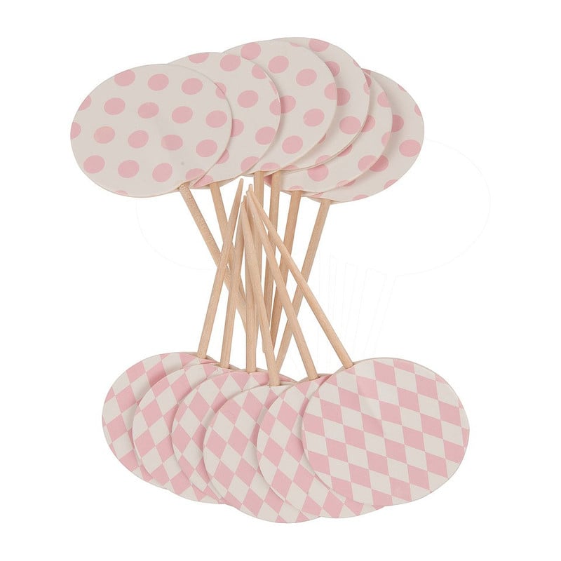 Prikkertjes pastelkleuren - roze - set van 12