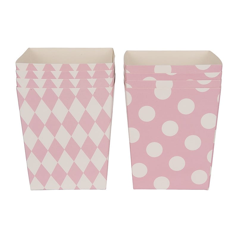 Popcornbakjes pastelkleuren - roze - set van 8 