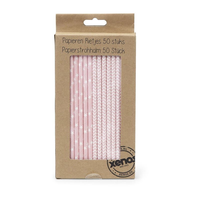Rietjes pastelkleuren - roze - set van 50