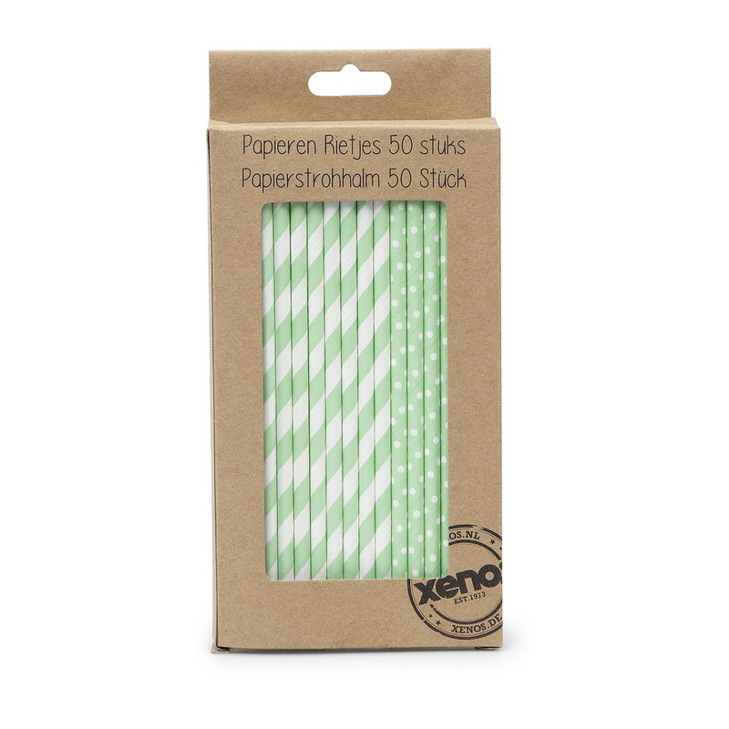Rietjes pastelkleuren - mint groen - set van 50 