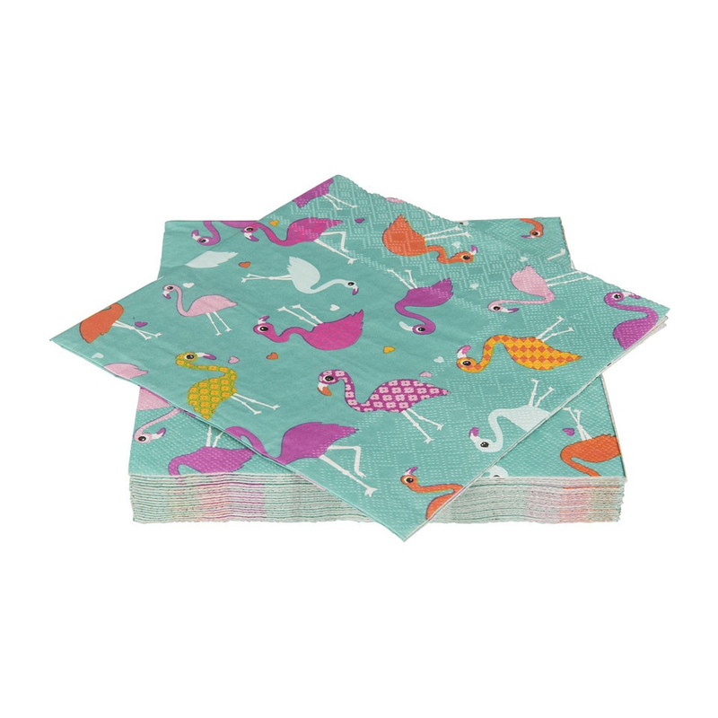 Servetten kleurrijk flamingo set van 20 