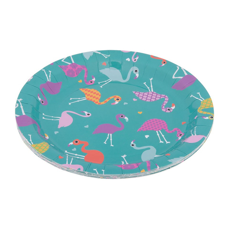Bordje kleurrijk flamingo 8 stuks