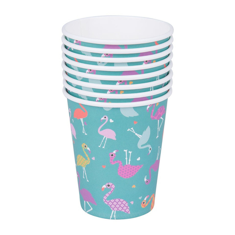 Bekertje kleurrijk flamingo 8 stuks
