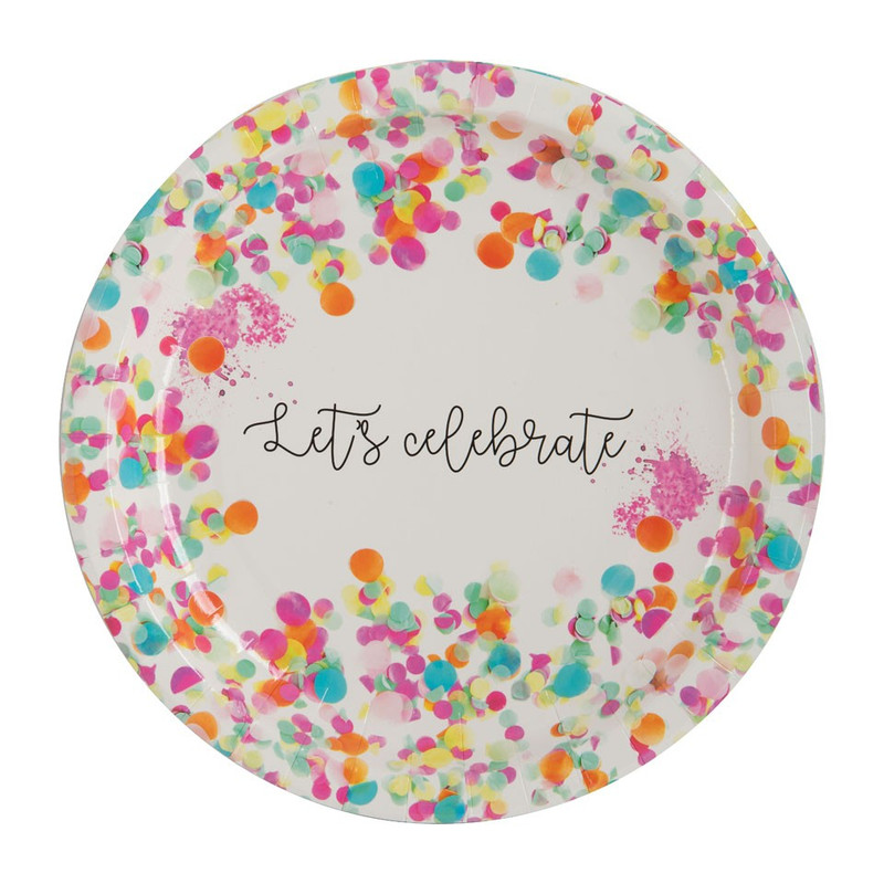 Bord let's celebrate - 23 cm - set van 8