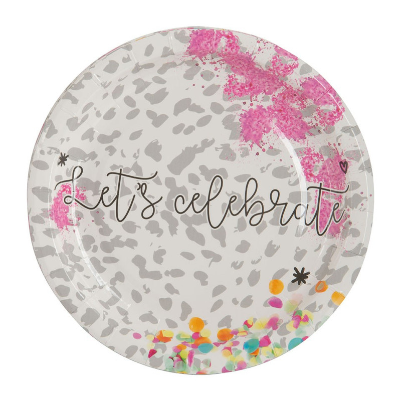 Bord let's celebrate - 18 cm - set van 8
