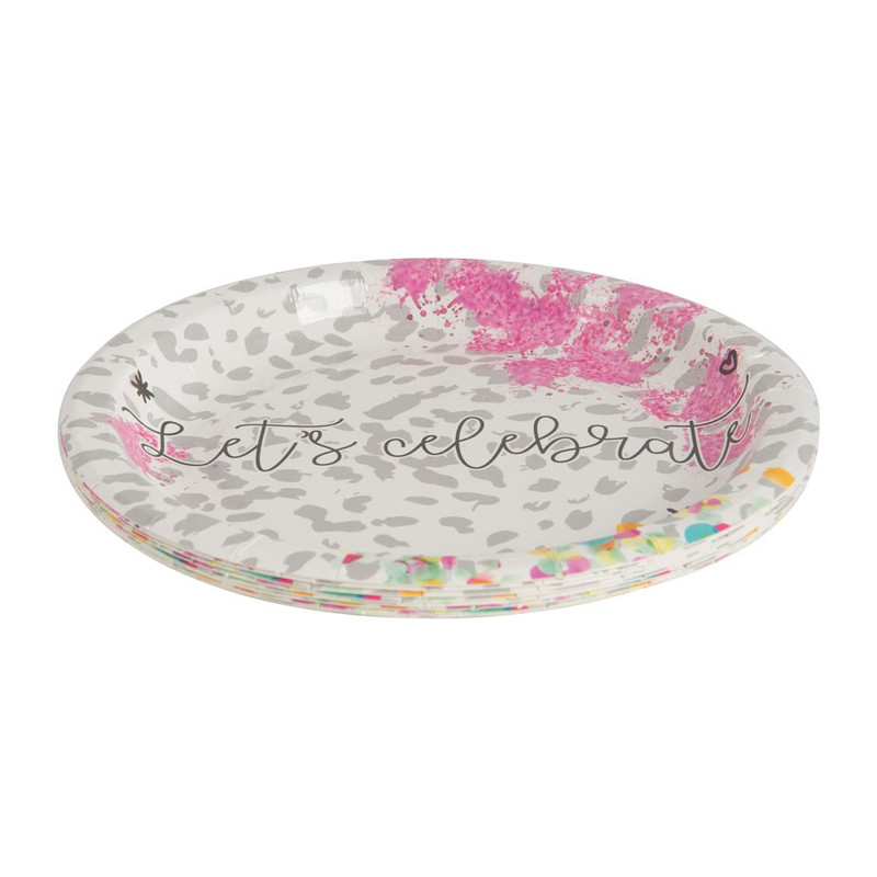 Bord let's celebrate - 18 cm - set van 8