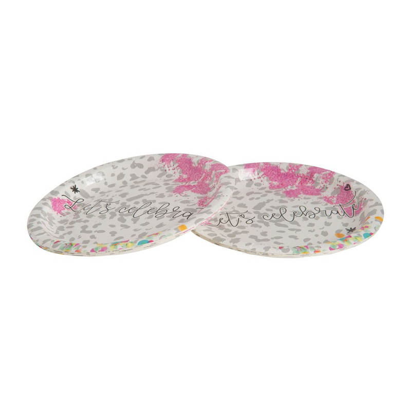 Bord let's celebrate - 18 cm - set van 8