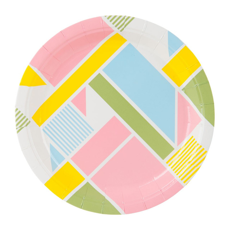 Bord Colour Blocking - 18 cm -  set van 8