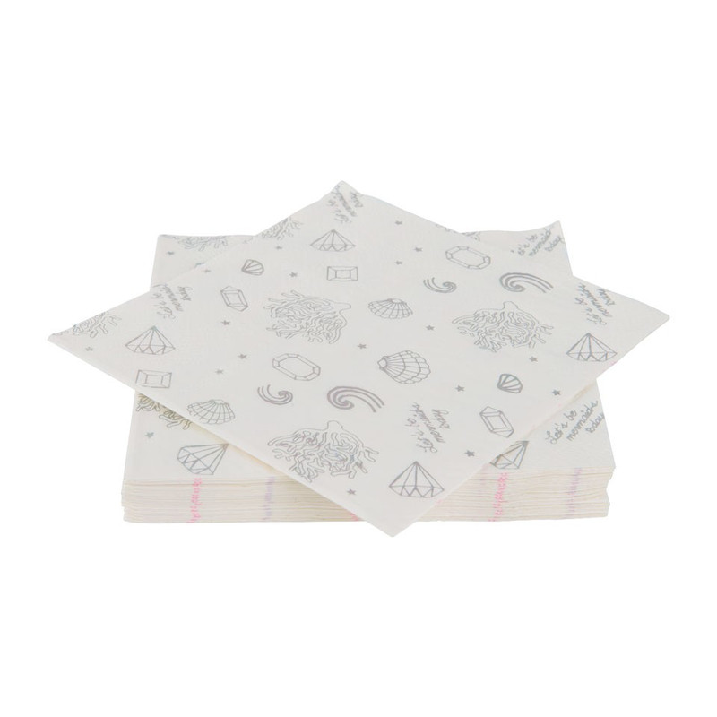 Servetten mermaid - set van 16 - 12.5x12.5 cm