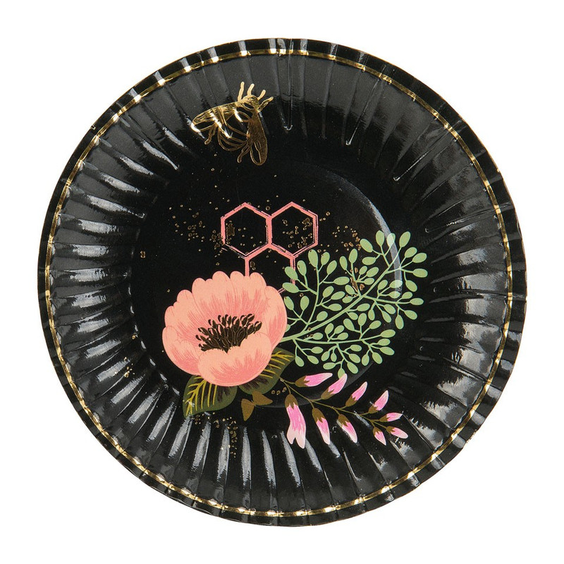Bord mini heritage - zwart - set van 8