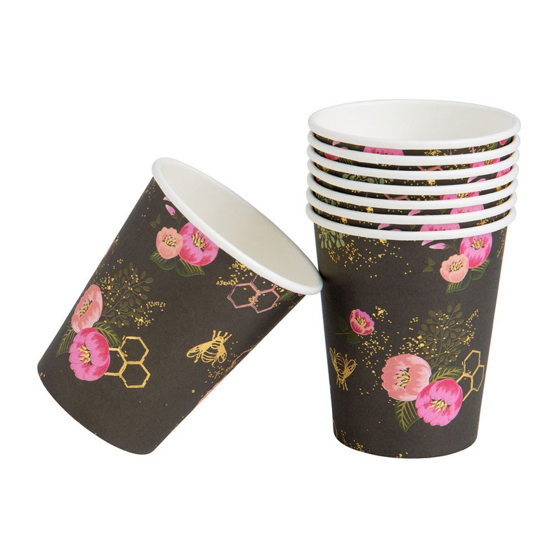 Beker heritage - zwart - set van 8