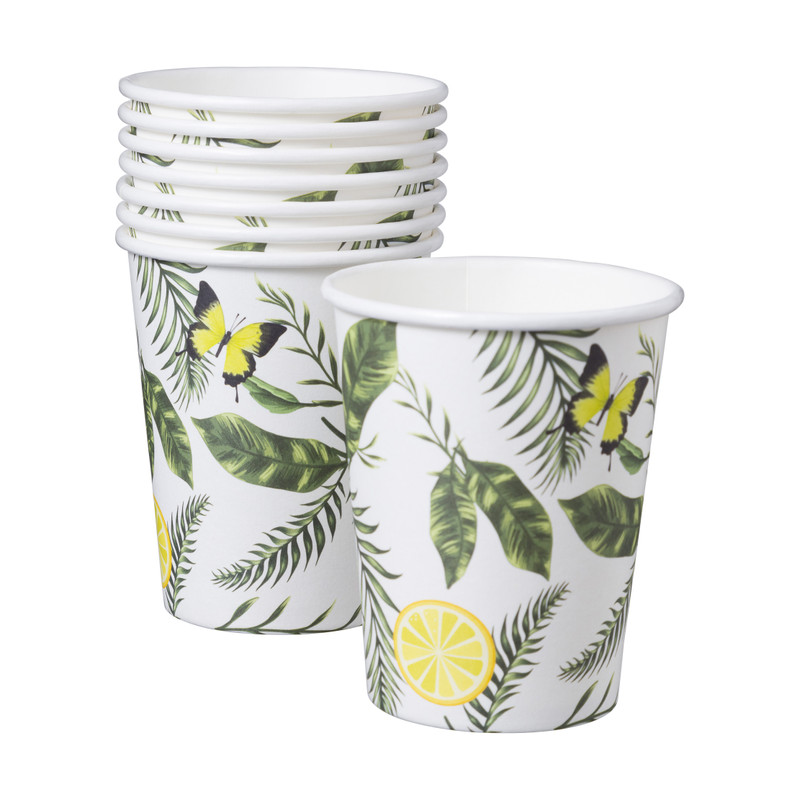 Wegwerpbekers orchidee bloem - set van 8