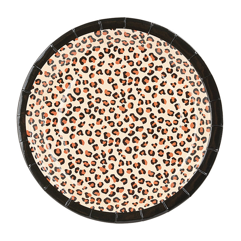 Papieren bordjes leopard - ø23 cm - set van 8