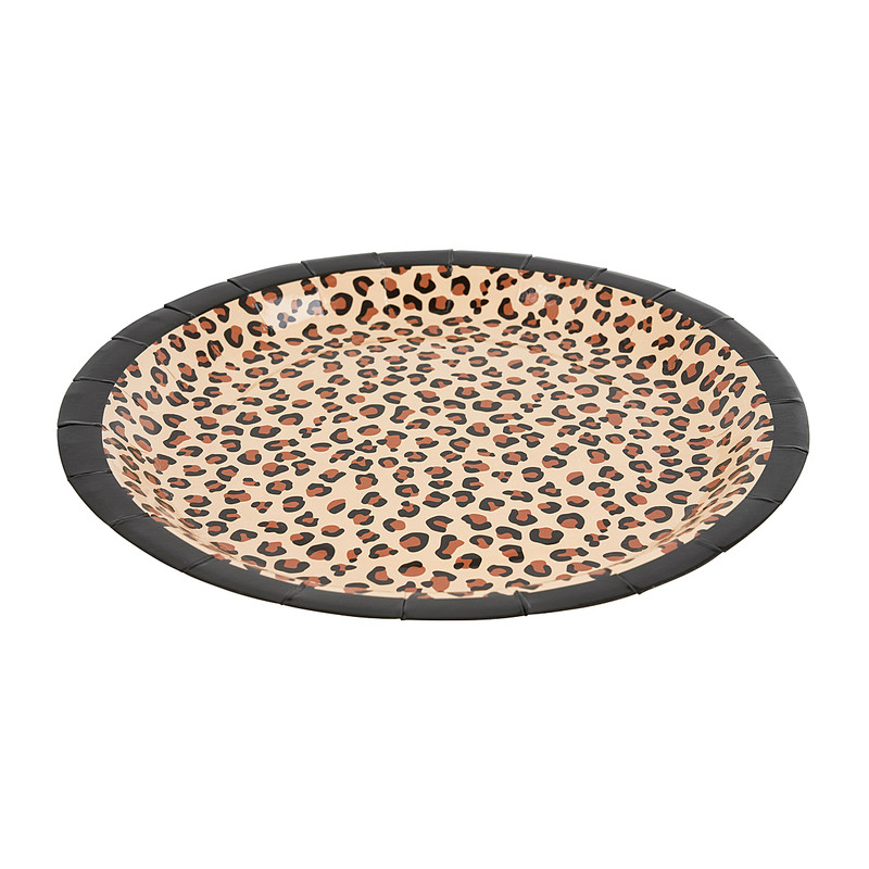 Papieren bordjes leopard - ø23 cm - set van 8