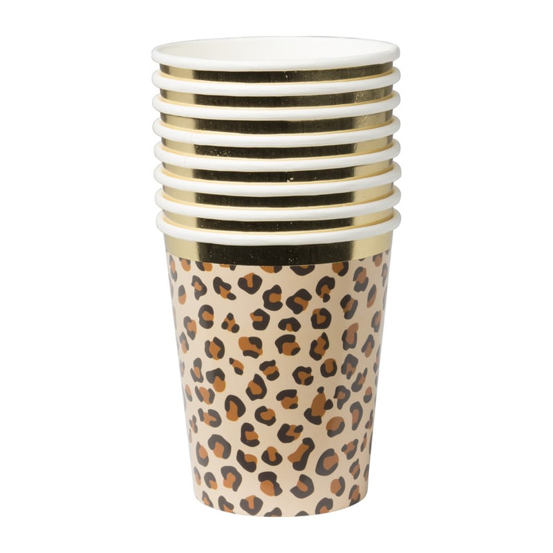 Papieren bekers leopard - set van 8