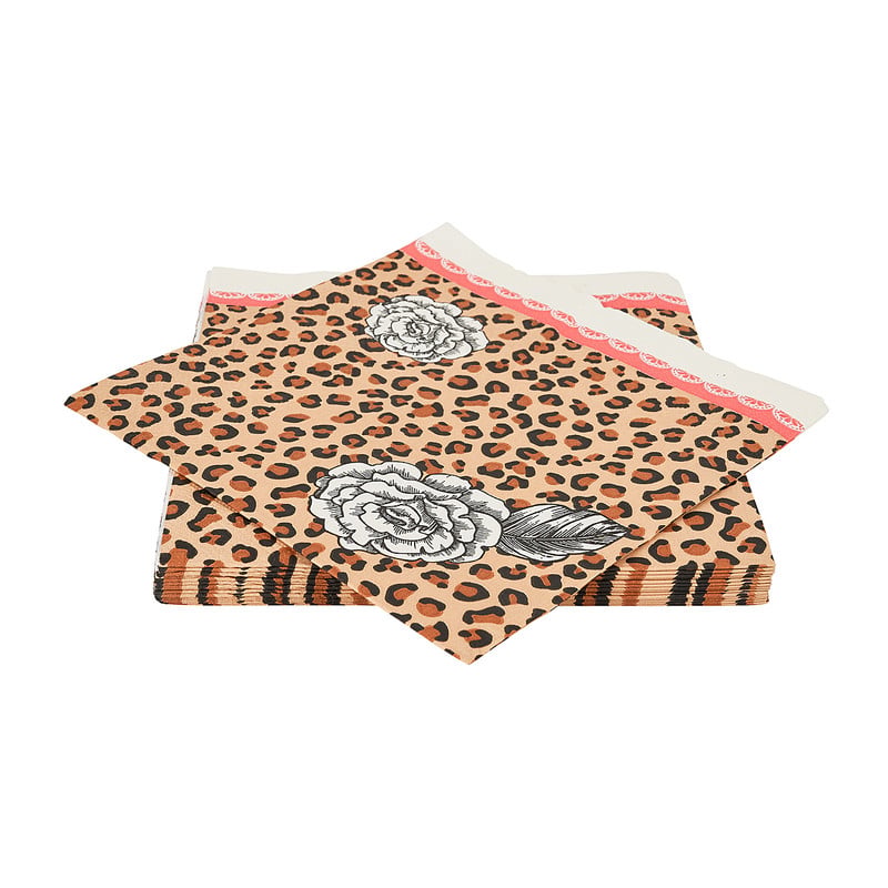 Servetten leopard - set van 16 - 16.5x16.5 cm 