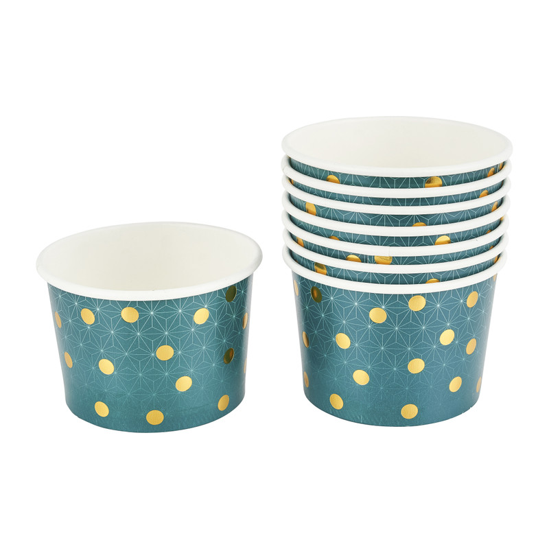 Snack cup party - groen/goud - set van 8