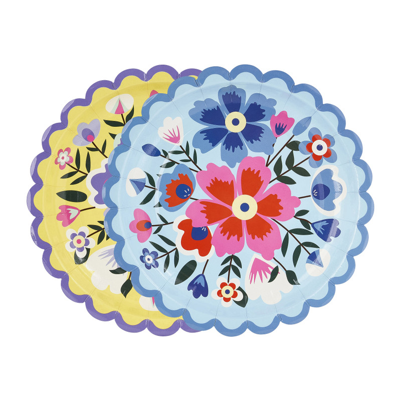 Bord floral - ⌀18 cm - set van 8