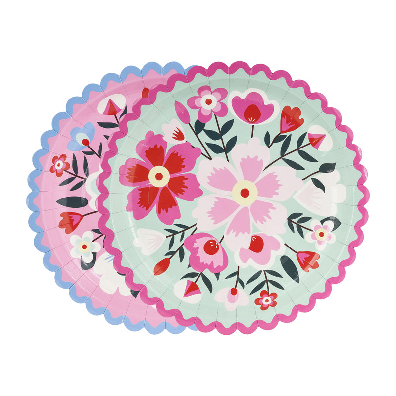 Bord floral - ⌀23 cm - set van 8