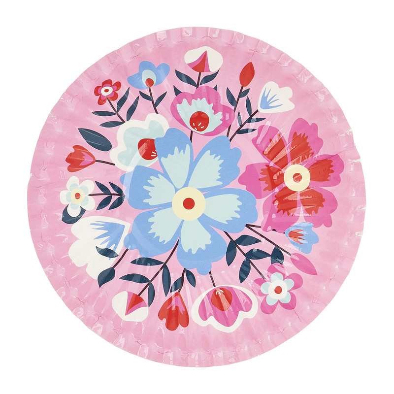 Bord floral - ⌀10 cm - set van 8
